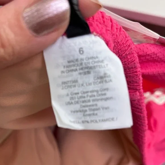 J. Crew Ruffle Bandeau One-Piece with Rickrack in Pink NWT 6 - Picture 8 of 10